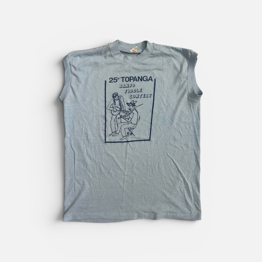 Vintage 1985 TOPANGA CANYON CALIFORNIA Fiddle Contest Muscle Tank Single Stitch